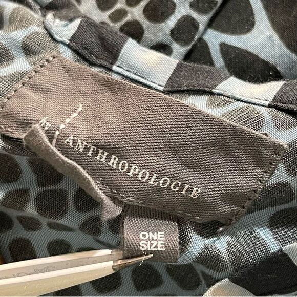 Anthropologie Printed Duster Kimono Blue Floral Stripe Open Front, One Size - Picture 9 of 10